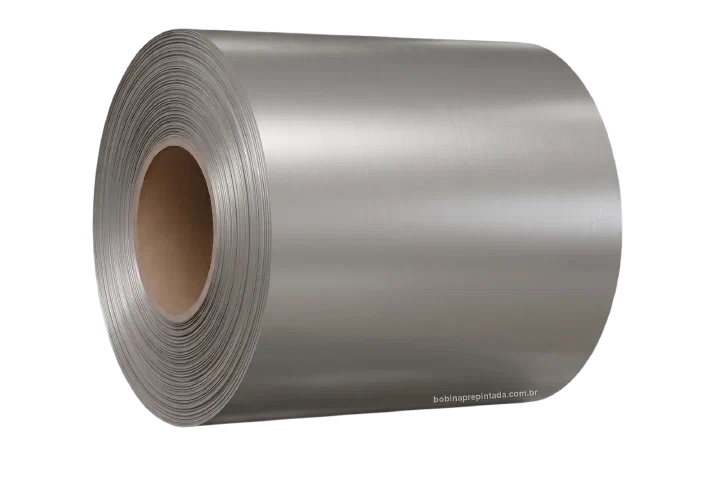 Bobina Pré‑Pintada cinza metálico - referência RAL 9006 (imagem ilustrativa)